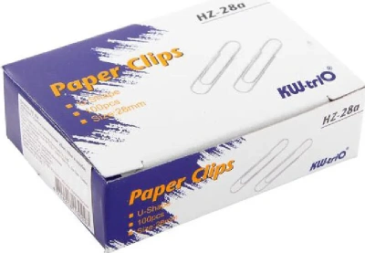 Скрепки 28мм, 100шт, круглые, никелированные KW-trio