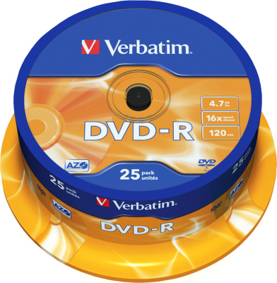 Диск DVD-R  Verbatim 16 x 4.7GB шпин.25 шт.в уп