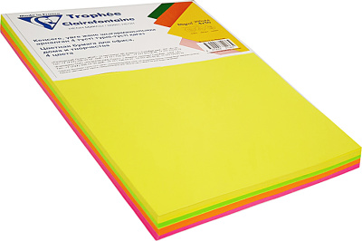 Бумага цветная "Trophee" A4, 80гр, 200л, 4цвета, neon mix