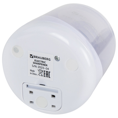 KALAM.KZ - Точилка электрическая, 1 отверстие, с контейнером, белая BRAUBERG DOUBLE BLADE WHITE
