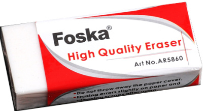 Ластик 37x17x10мм, для стирания карандаша, белый Foska