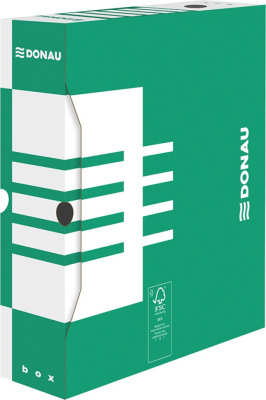 Архивный короб, A4, 80мм, картон, белый/зеленый Donau, PBS