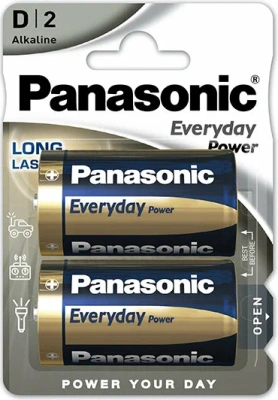 Батарейка D, Щелочная, everyday (блистер 2шт) Panasonic
