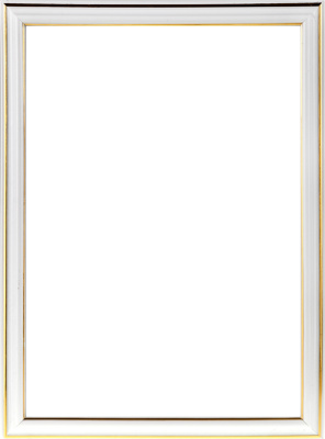 Рамка для фото А4, пластик, белая с золотом