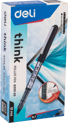 KALAM.KZ - Ручка роллерная, 0.7мм, черная,"Think" Deli 