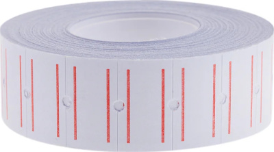 Лента ценниковая 21x12мм, 400шт в рулоне,белый с красной полосой 10 шт/упак 
