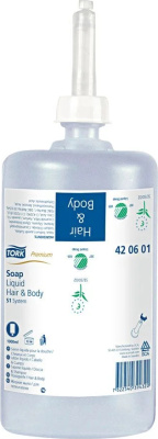 Мыло жидкое 475мл гель, голубое, Premium "Tork"