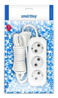 KALAM.KZ - Сетевой фильтр 3 гнезда, 3 м, Smartbuy 10А/2,2кВт без заземления ПВС 2х1,0