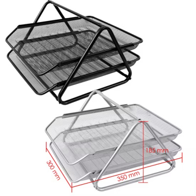KALAM.KZ - Лоток горизонтальный А4, 2-х секционный, сетчатый, черный Foska