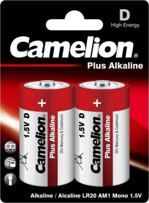 Батарейка D, 1.5V Plus Alkaline, (блистер 2шт) Camelion