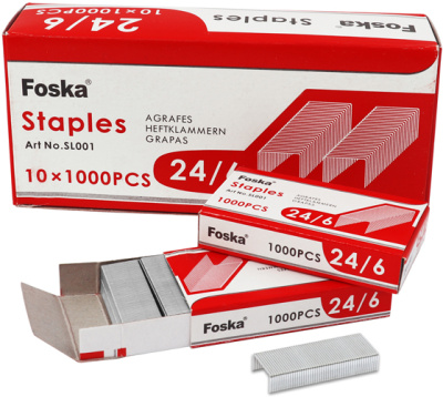 KALAM.KZ - Скобы для степлера №24/6, 1-30л, 1000шт, оцинкованные Foska