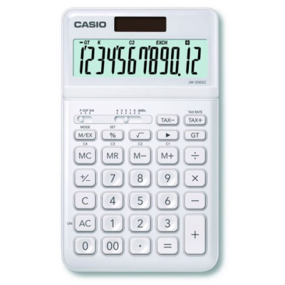 KALAM.KZ - Калькулятор 12 разрядов, 1,1 x 10,9 x 18,4мм, белый CASIO JW-200SC-WE-W-EP