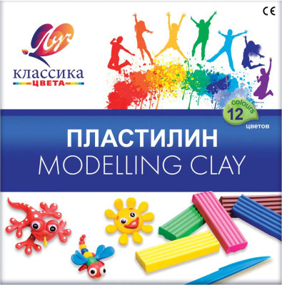 Пластилин 12 цветов,со стеком, Луч