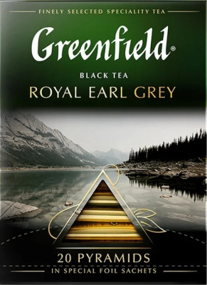 Чай черный, 20 пирамидок Greenfield Royal Earl Grey, black tea.(1'8 x20x8) 