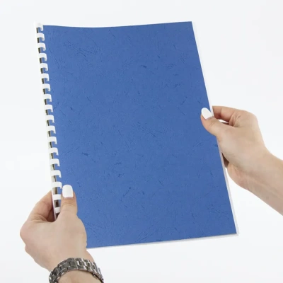 KALAM.KZ - Обложка для переплета, A4, 230гр, картон "под кожу", синяя Brauberg