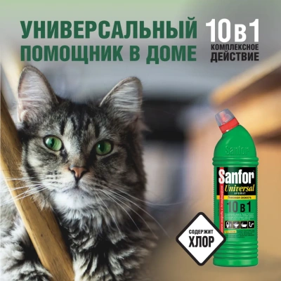 KALAM.KZ - Средство для чистки и дезинфекции 10 в1, 1000мл Sanfor Universal лимонная свежесть