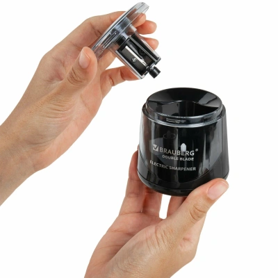 KALAM.KZ - Точилка электрическая, 1 отверстие, с контейнером,  двойное лезвие, Brauberg