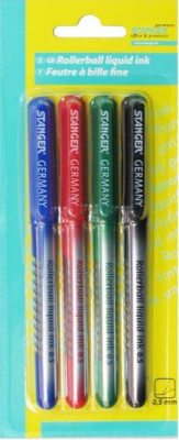 Набор ручек роллерных, 0.5мм, 4цвета, Stanger