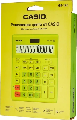 KALAM.KZ - Калькулятор 12 разрядов, 34,5 x 210 x 155мм, салатовый CASIO GR-12C-GN-W-EP