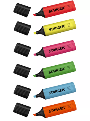 KALAM.KZ - Маркер текстовой, 2-5мм, скошенный наконечник, набор 6 цветов Stanger