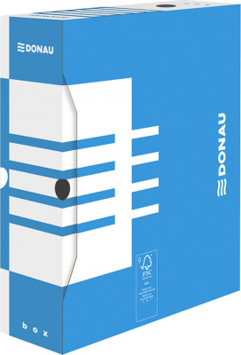 Архивный короб, A4, 100мм, картон, белый/синий Donau, PBS_