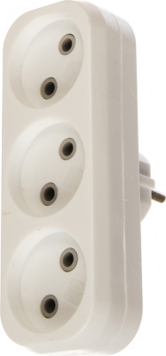 Тройник-Разветвитель 3 гнезда без заземления плоский 10А 250B (SBE-10-A02-3)/100, Smartbuy