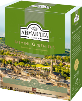 Чай зеленый, 100 пакетиков Ahmad Tea китайский, с ярлычками