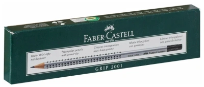 KALAM.KZ - Карандаш простой HB, с ластиком, трехгранная форма, антискользящая зона, Faber-Castell