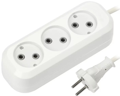 Сетевой фильтр 3 гнезда, 3 м, Smartbuy 10А/2,2кВт без заземления ПВС 2х1,0