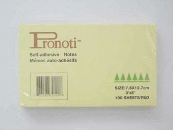 Бумага для заметок самоклеющаяся 76x127мм, 100л, желтая Pronoti