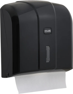 Диспенсер для бумажных полотенец Z-сложения черный с окошком Vialli