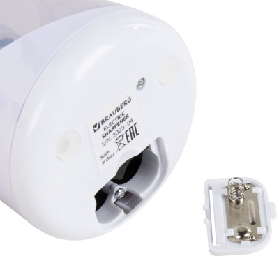 KALAM.KZ - Точилка электрическая, 1 отверстие, с контейнером, белая BRAUBERG DOUBLE BLADE WHITE