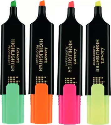 Маркер текстовой 1-4,5 мм, скошенный наконечник, LW Fluroscent, 4 цвета в наборе Luxor