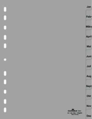 Разделитель Jan-Dec, А4, 12л, пластик, серый Durable