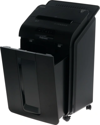 KALAM.KZ - Шредер сек 4(4х10 мм) 23 л, автоподача 100 листов, скобы, скрепки, пласт.карты, Fellowes AutoMax®