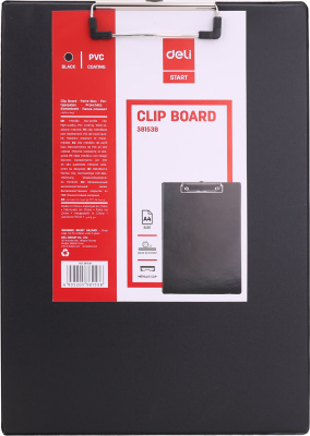 Планшет А4, 0,18 мм.с верхним прижимом,черная DELI