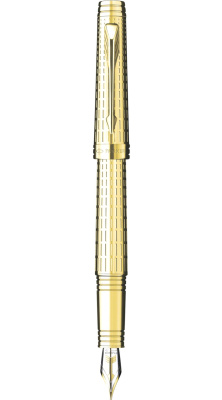 Ручка перьевая Parker Premier Deluxe Graduated Chiselling GT, 0,8 мм F, черная S0887930