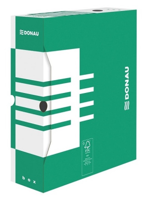 Архивный короб, A4, 120мм, картон, белый/зеленый Donau, PBS