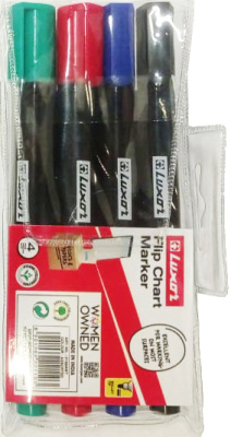 Маркер для флипчарта, 2мм, круглый наконечник, набор 4 цвета, Luxor