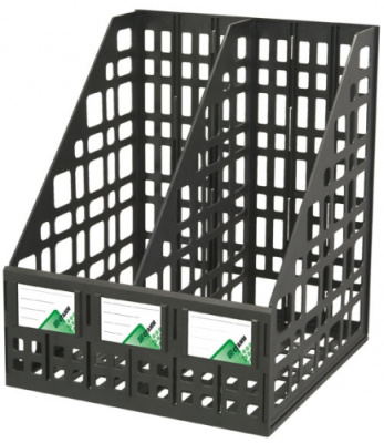 Лоток вертикальный А4, 245мм, 2 секции, черный, сборный Стамм  