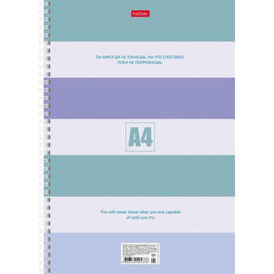 Тетрадь 80л, А4, клетка, на гребне, тиснение, жёсткая подложка, серия "Полоски", "Hatber"