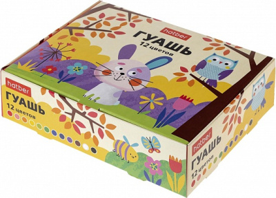 KALAM.KZ - Гуашь 12 цветов, 25 мл.набор, картонная коробка "Зайчик", "Hatber"