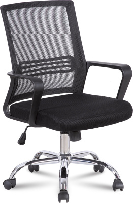 Кресло офисное "Daily MG-317", с подлокотниками, хром, черное, "Brabix"
