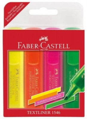 Маркер текстовой, 1-5мм, скош.наконечник, набор 4 цвета Faber-Castell