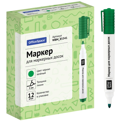 KALAM.KZ - Маркер для доски, 1-3мм, круглый наконечник, зеленый OfficeSpace
