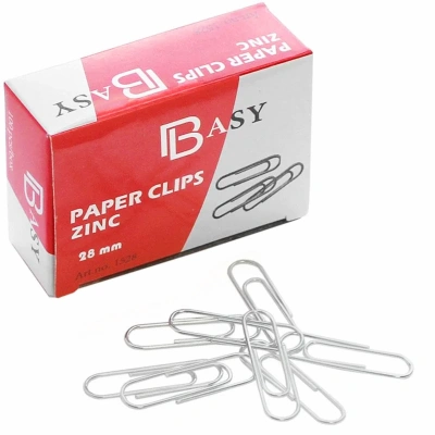 Скрепки 28мм, 100шт, круглые, оцинкованные, Basy