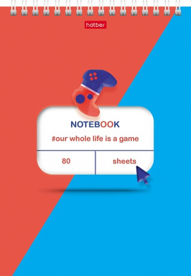 Блокнот 80л, А5, клетка, на гребне, лак, обл, мел. картон, жёст. подл.,   Virtual Box,"Hatber"