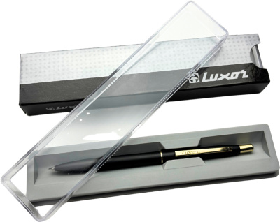 KALAM.KZ - Ручка шариковая, 0,7мм, синяя, Luxor Sterling Ball Pen Black/Gold в подарочной упаковке