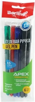 KALAM.KZ - Набор гелевых ручек 0,5мм., 6шт, ассорти, Berlingo "Apex"