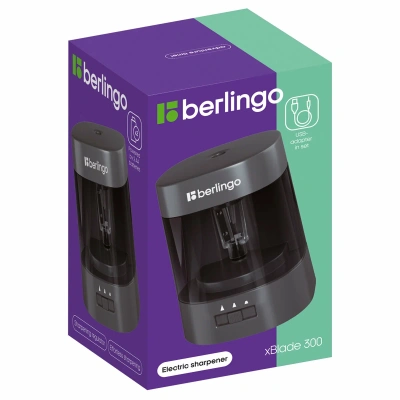 KALAM.KZ - Точилка электрическая, 1 отверстие, с контейнером, черная,Berlingo "xBlade 300"